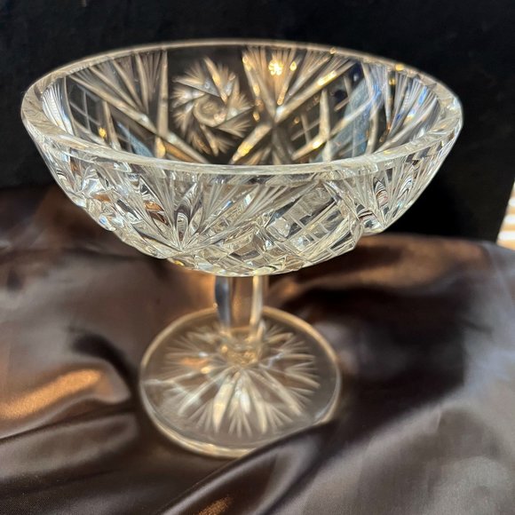 Vintage 1950's Polish Crystal Footed Bowl - Picture 1 of 6